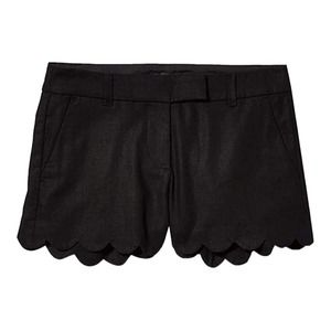 J. Crew Black Linen Blend Scallop Edge Chino Shorts